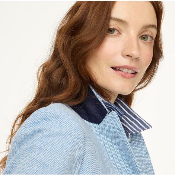 J. Crew Linen Blend Herringbone One-Button Blazer Jacket Long Sleeve Size 10 NWT - Picture 3 of 12